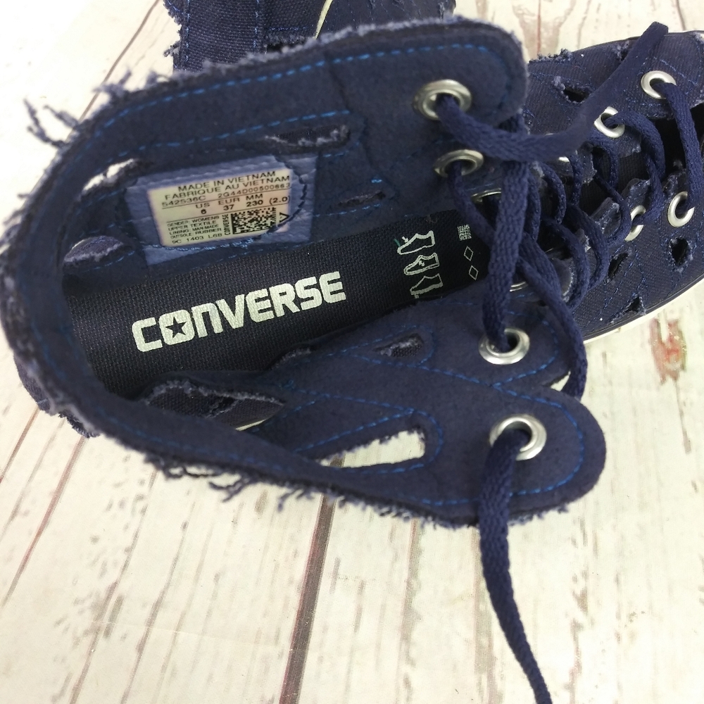 Converse CT All Star Hi-Ness Cut Out Wedge Shoes Blue Sneakers Women's Size 6 - Picture 8 of 10